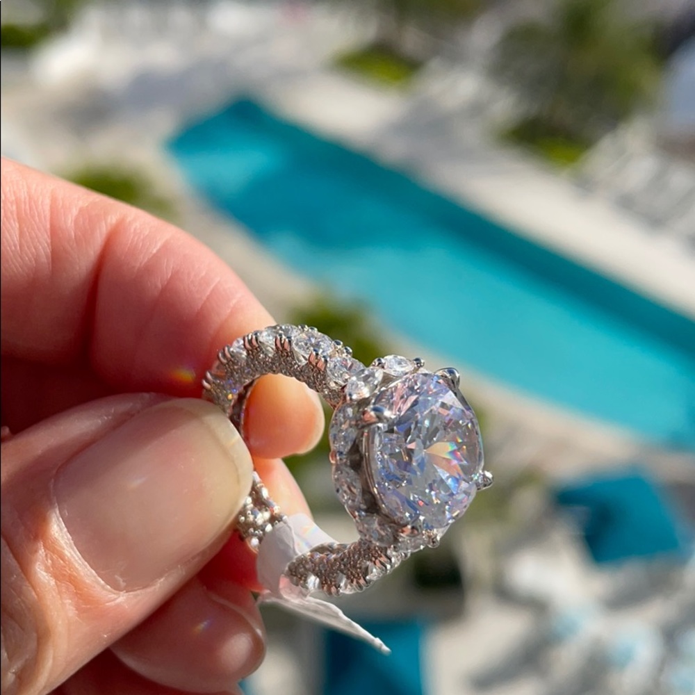 ITALO MARQUISE HALO WHITE SAPPHIRE ENGAGEMENT RING